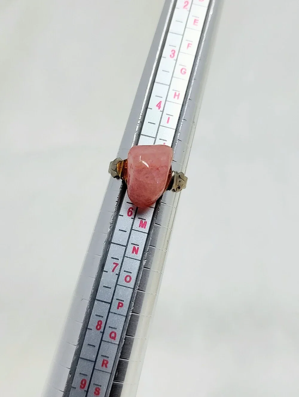 Size 5 Small Silver Ring With Pink Stone